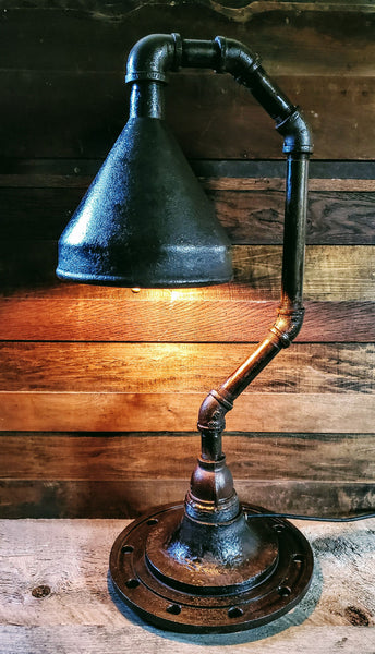 Rusty Cast Iron Funnel Lamp 1806